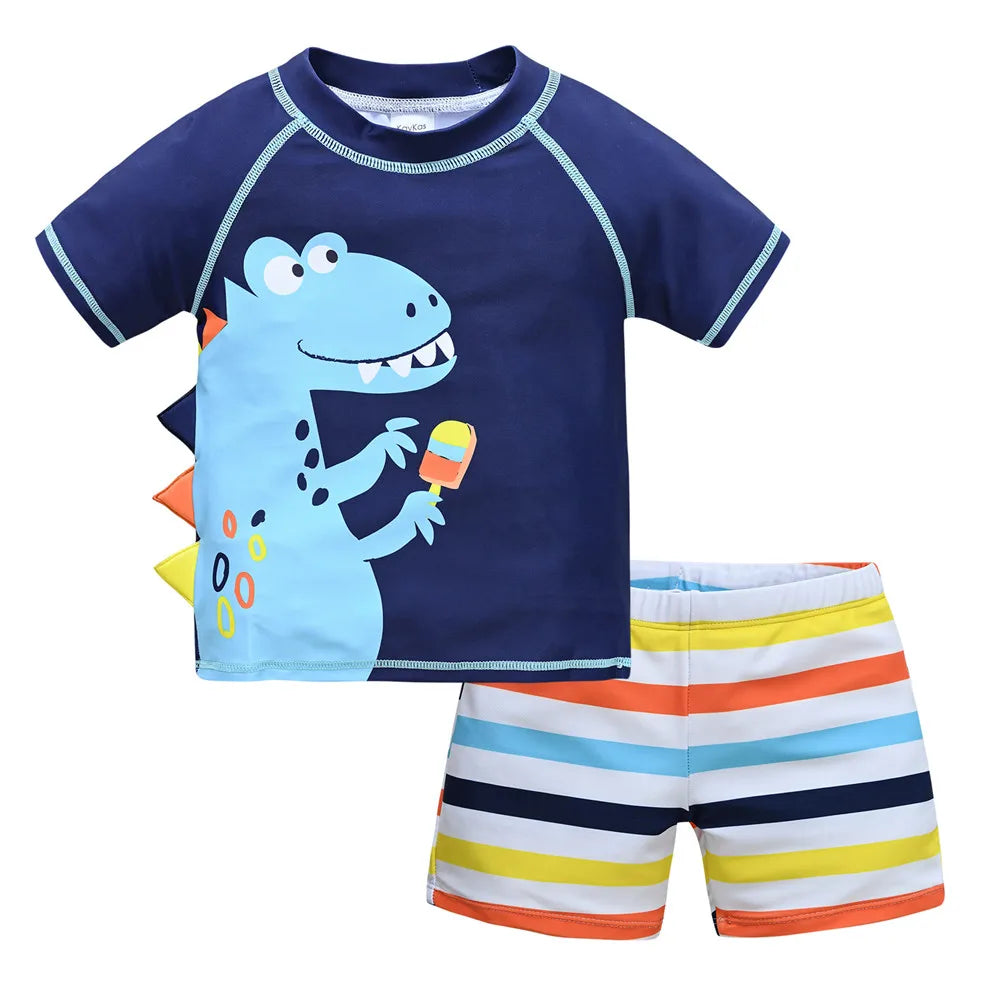 Kids Boy Swimsuit Cool Print 2 Pcs/lot 1-7 Years Summer Children Board Shorts Children Boys Swimwear Beach Surfing ShopOnlyDeal