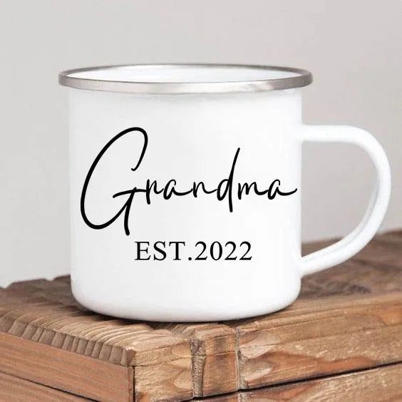 Promoted to Grandpa Mug | Grandfather Coffee Mugs for Pregnancy Announcement | New Baby Family Enamel Cup | Surprise Gift for Grandad ShopOnlyDeal