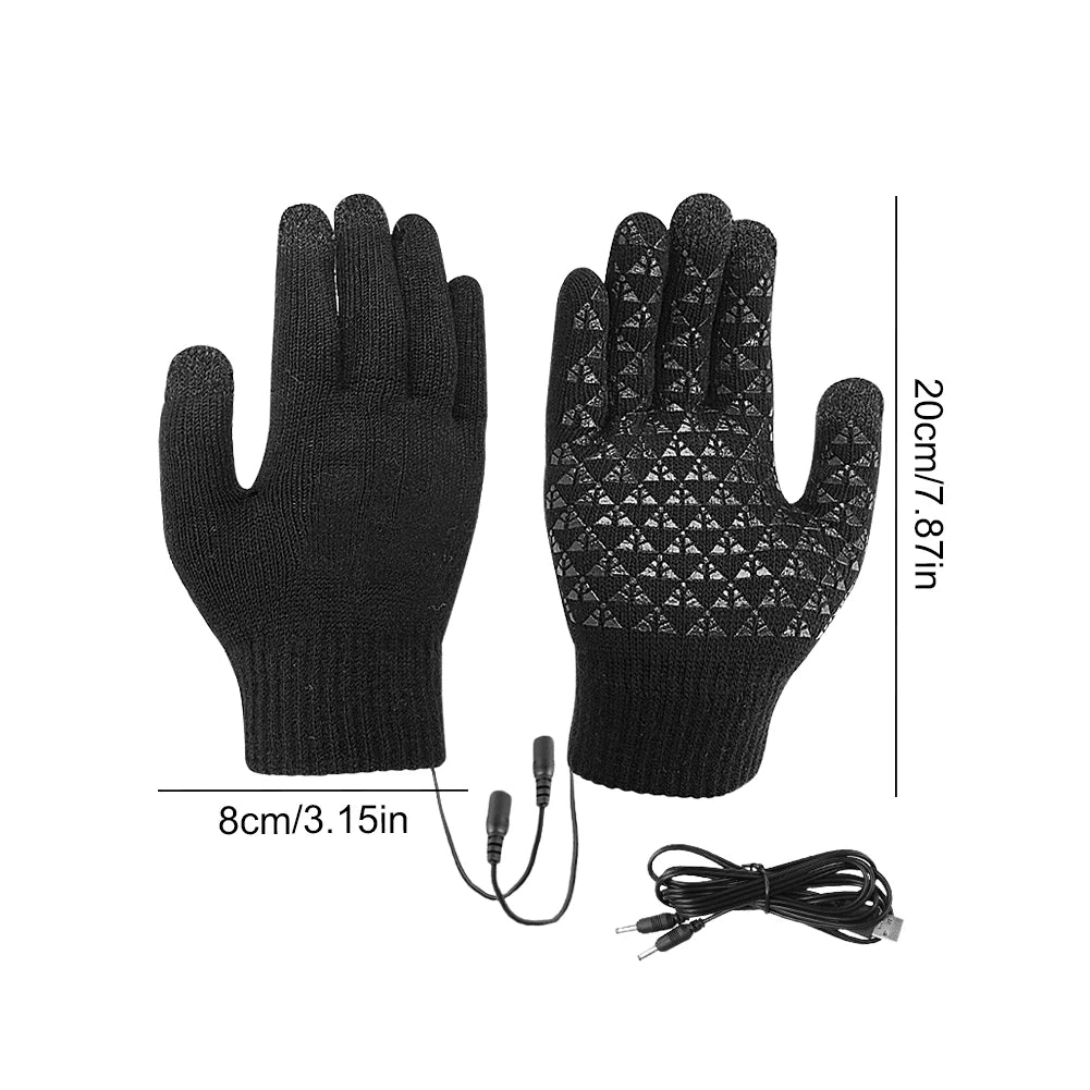 USB Winter Electric Warming Gloves Waterproof Leather Heating Gloves Soft Winter Outdoor Warm Gloves for Fishing Riding Cycling ShopOnlyDeal