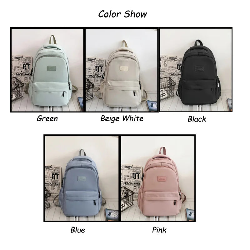 Women's Solid Color Backpack | Multi-Pocket Casual Travel Bag | High-Quality Schoolbag for Teenage Girls | Book Knapsack ShopOnlyDeal