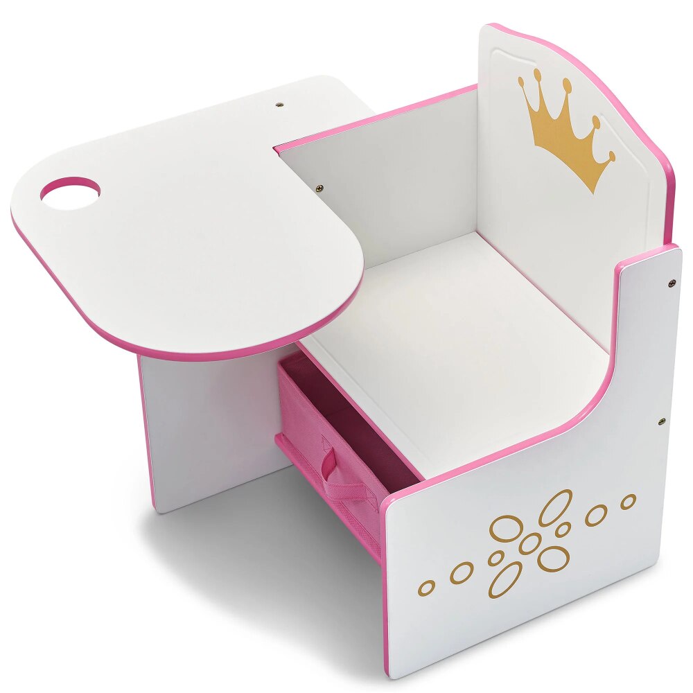 Children Princess Crown Task Chair Desk with Storage Bin, Greenguard Gold Certified ShopOnlyDeal