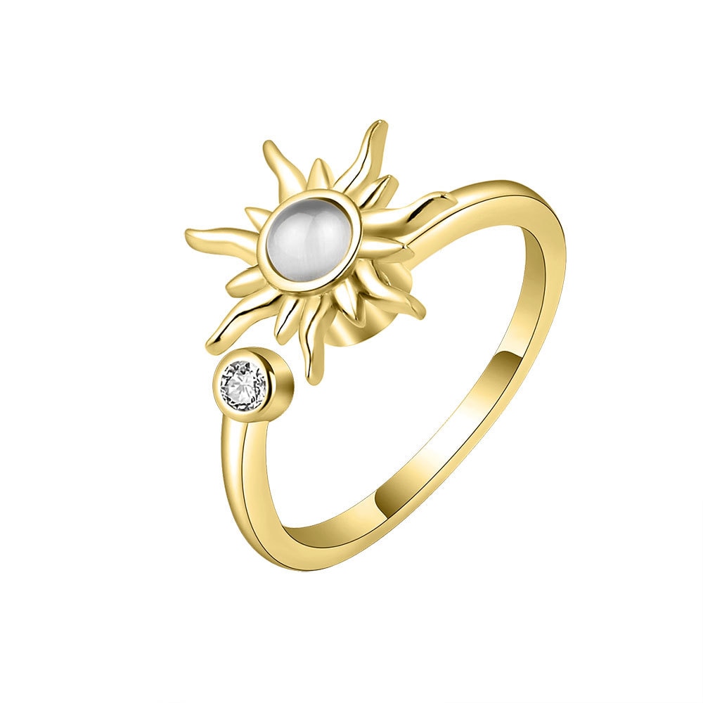 Satinless Steel Sun Rings For Women Anti Stress Anxiety Fidget Sunflower Sun Star Ring Party Aesthetic Jewelry Gift Bijoux Femme ShopOnlyDeal