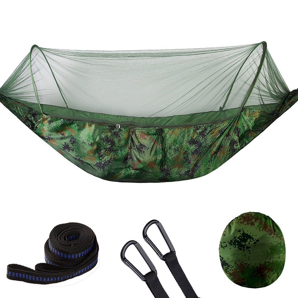 Experience Outdoor Bliss in 2023 with our Camping Hammock with Mosquito Net - Pop-Up Light, Portable Parachute Hammocks for Swing and Sleeping. Your Ultimate Camping Stuff! ShopOnlyDeal