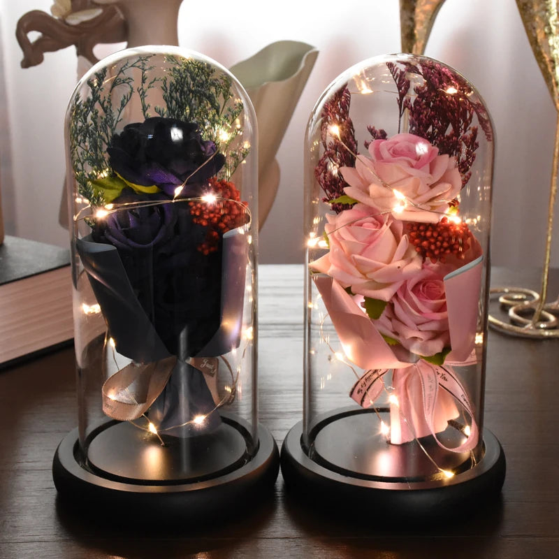 Mothers Day Gift 3 Head Rose LED Eternal Flower Rose Artificial Flower Christmas Wedding Valentine's Day Birthday Gift Home Decor ShopOnlyDeal