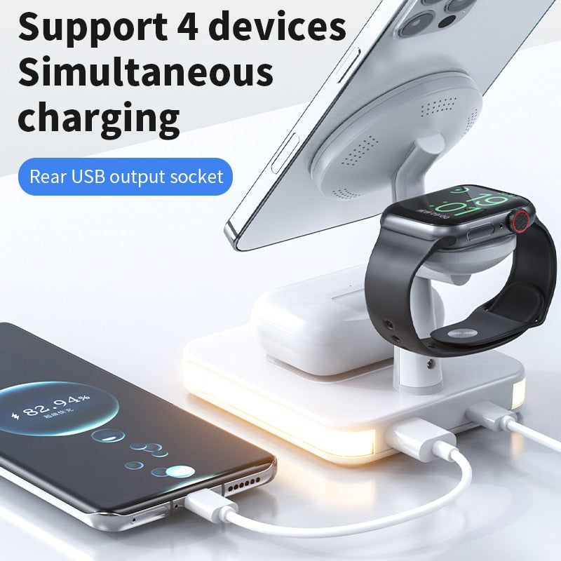 25W 4 In 1 Magnetic Wireless Charger Stand For iPhone 14 13 12 Pro Max Apple Apple 8 7 6 Airpods  Fast Charging Dock Station ShopOnlyDeal