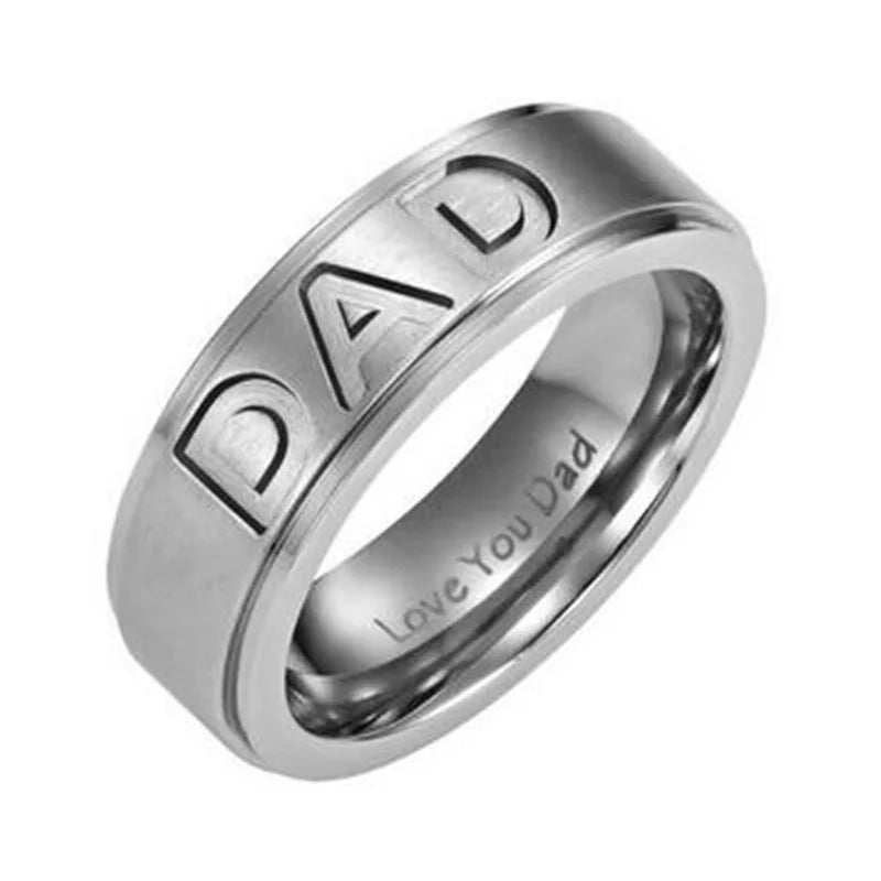 New Fashion "LOVE YOU DAD” Stainless Steel Dad Ring | Engraved Men's Ring Jewelry | Father's Day Gift ShopOnlyDeal