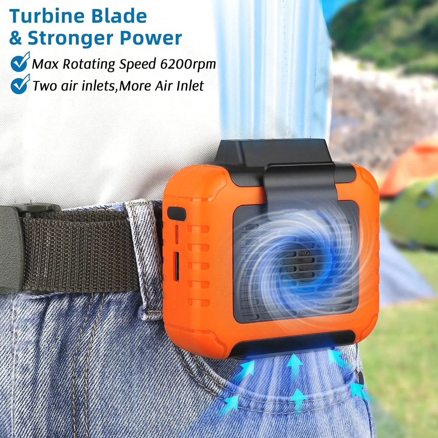 Portable Air Conditioner,Waist Clip Fan with 5-8H,Neck Fan,3 Speeds, USB Rechargeable,for Summer Outdoor Work Jobsite Hiking ShopOnlyDeal