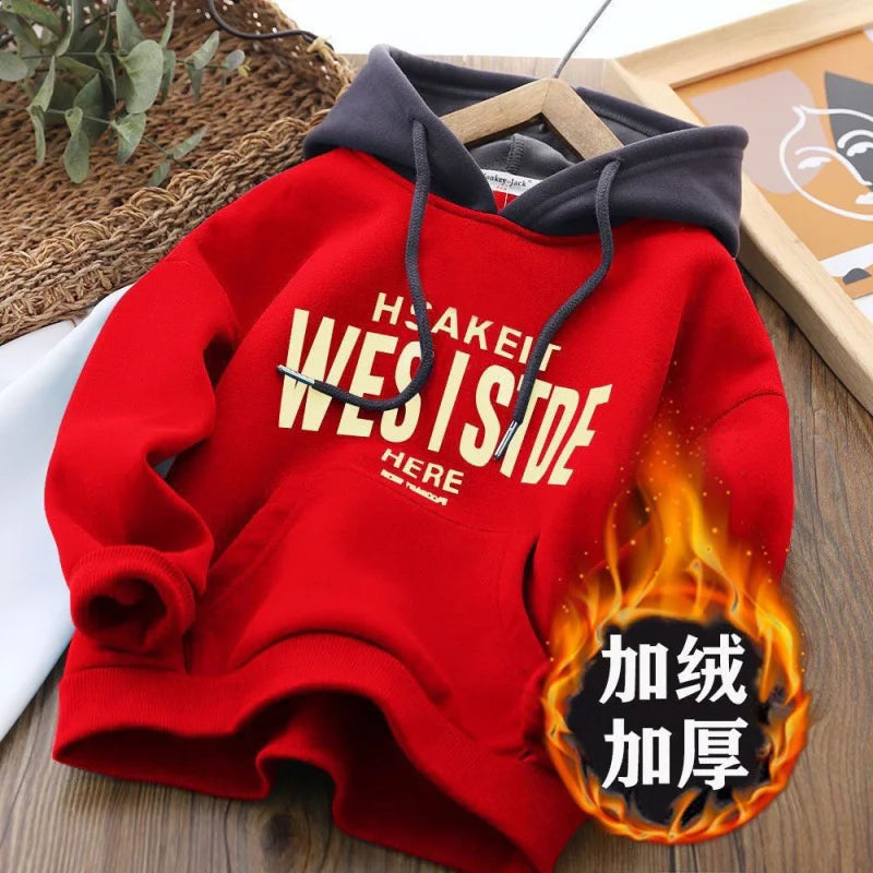 Casual Sweatshirt Kids Warm Thicken Tops Boys Hoodies  Fashion Cartoon Tracksuit 2023 New Children Autumn And Winter Clothingz ShopOnlyDeal