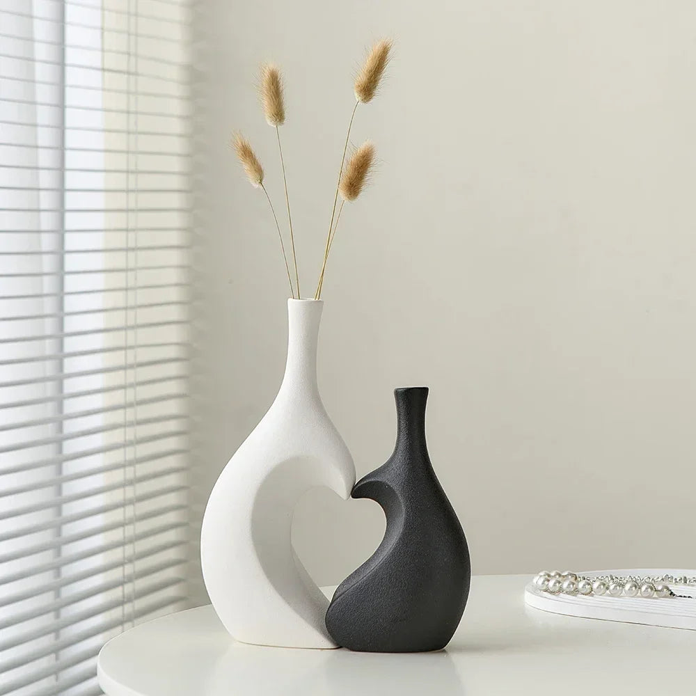 Nordic Style Ceramic Vase Creative Hollow Vase Modern Home Decoration Hydroponic Vase Flowerpot Living Room Decoration Gift ShopOnlyDeal