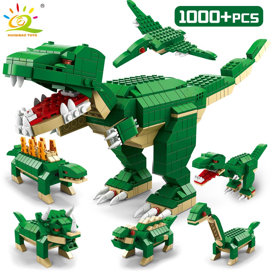 HUIQIBAO 1000pcs 6in1 Jurassic Dinosaurs Tyrannosaurus Building Blocks Dino Park City Construction Bricks For Children Kids Toys ShopOnlyDeal