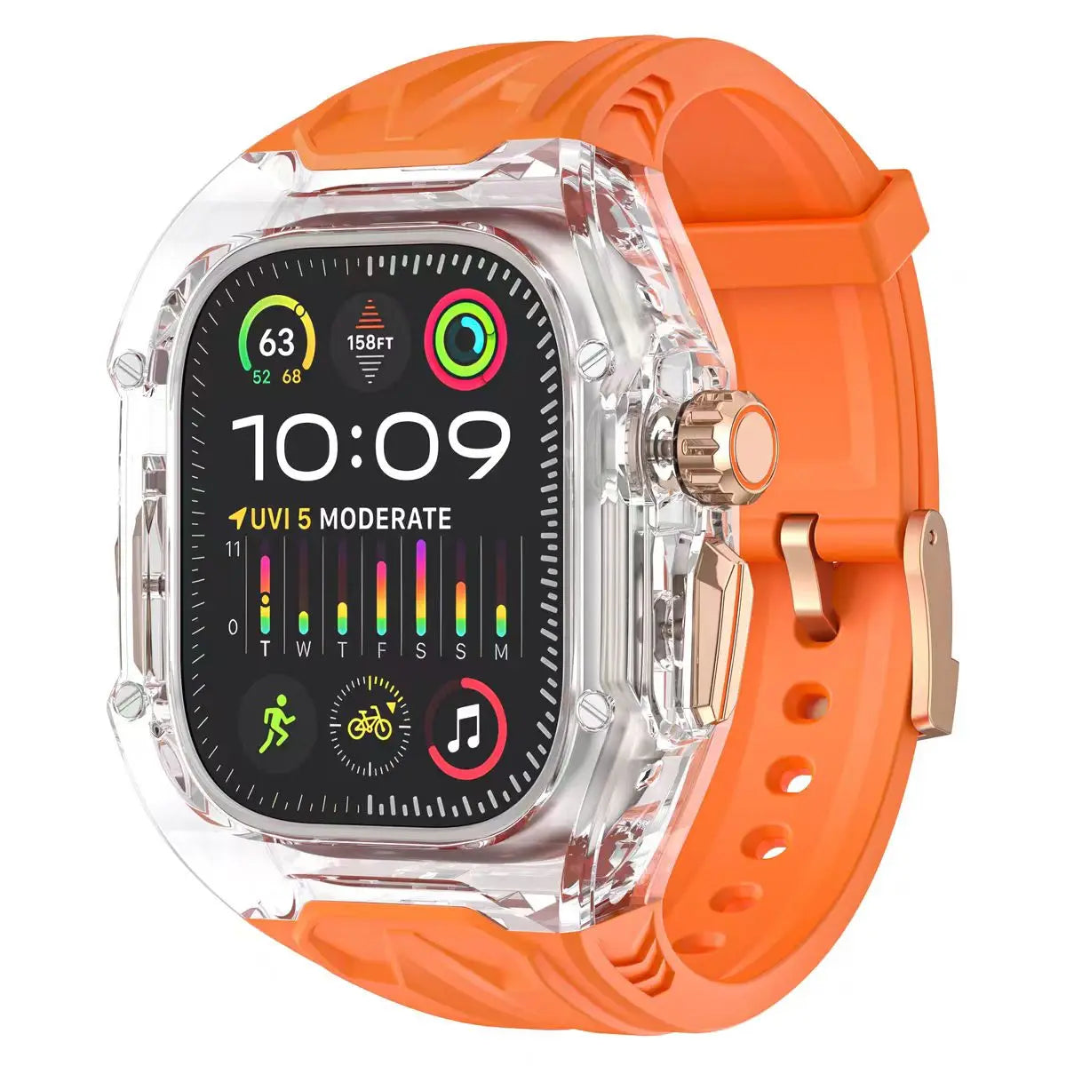 Modification Kit for Apple Watch | Transparent Protective Case + TPU Strap | Compatible with Apple Watch Ultra 9 & iWatch Series 9/8/7/6/5/4 | Sizes 45mm, 44mm, 49mm ShopOnlyDeal