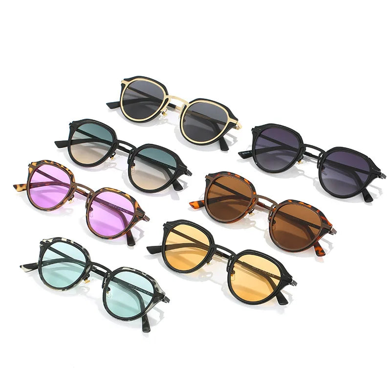 2024 New Fashion Classic Round Women Sunglasses Personalized Metal Leg Design Retro Ocean Film Men's Outdoor Driving Glasses ShopOnlyDeal