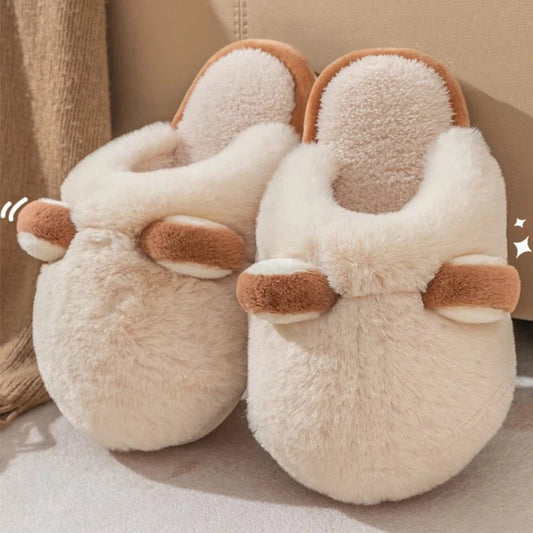 Cotton slippers for women autumn and winter indoor home anti slip and plush insulation men's cotton slippers for external wear ShopOnlyDeal