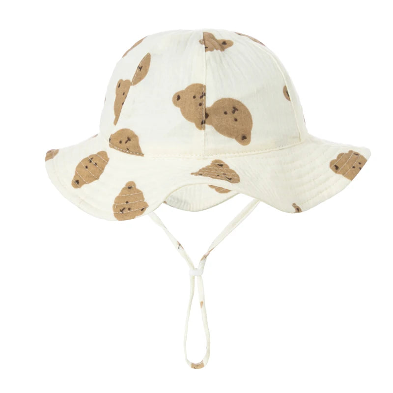 Baby Sun Hat Spring Summer Kids Bucket Hats for Girls Pure Cotton Beach Toddle Boy Cap Infant Newborn Accessories 0-12M ShopOnlyDeal