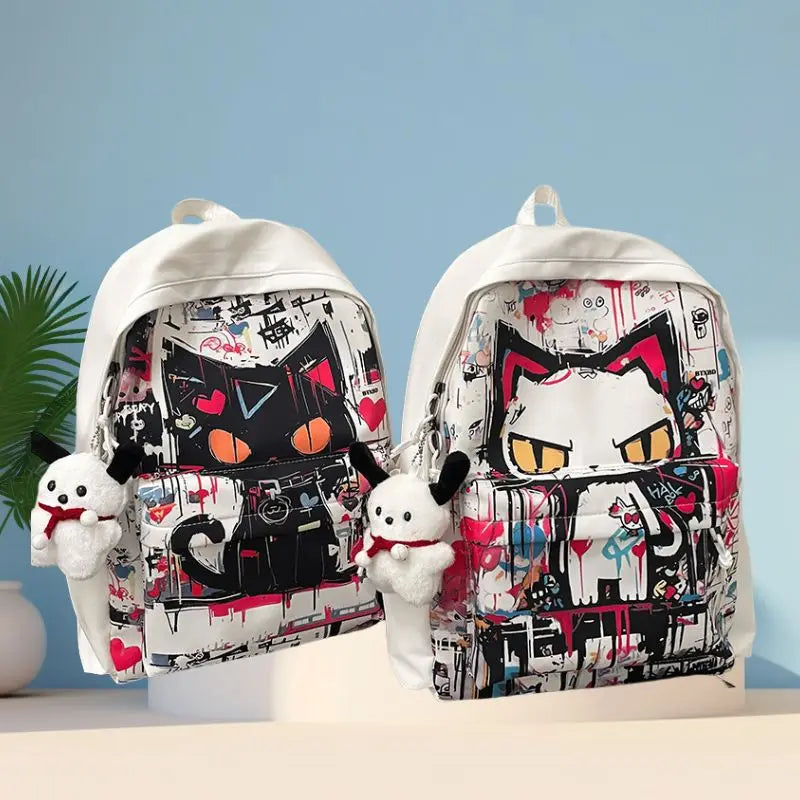 Graffiti Cartoon School Backpack | Designer Laptop Backpack | Travel Bagpack Mochila | Harajuku Style Bag for College Girls ShopOnlyDeal