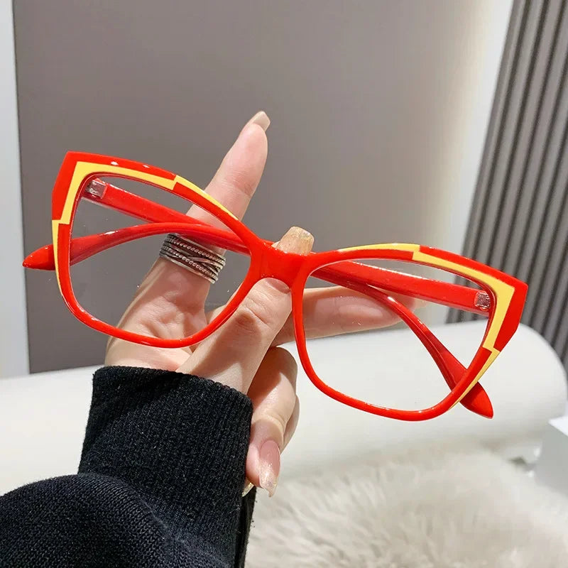 Anti Blue Light Blocking Optical Spectacle Eyeglasses Luxury Brand Designer Cat Eye Frame Ladies Plain Eyewear Finished Glasses ShopOnlyDeal