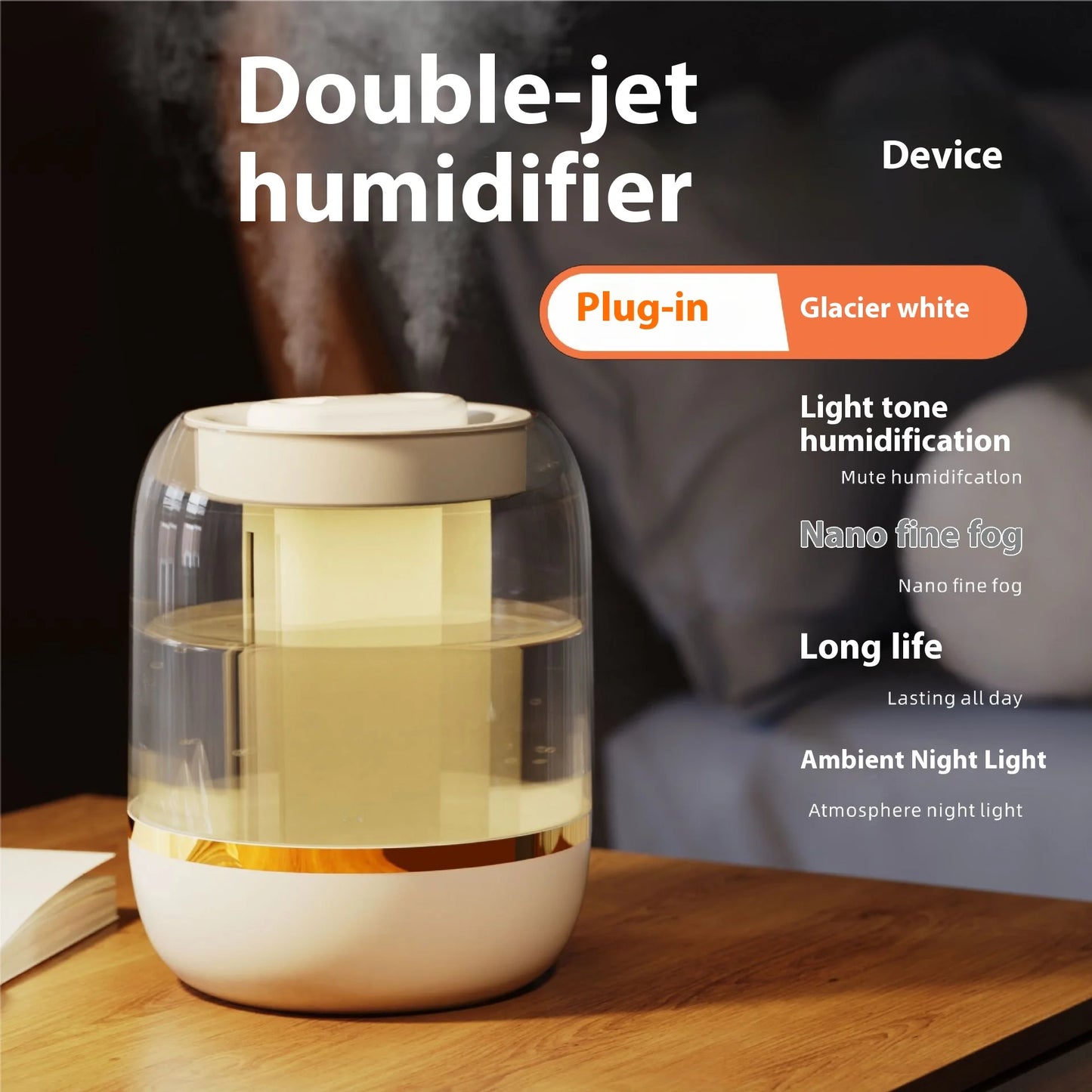 2.5L 4L Quiet Large Capacity Spray Humidifier Dual Nozzle Portable Mini Spray Humidifier Essential Oil Diffuser Air Humifier New ShopOnlyDeal