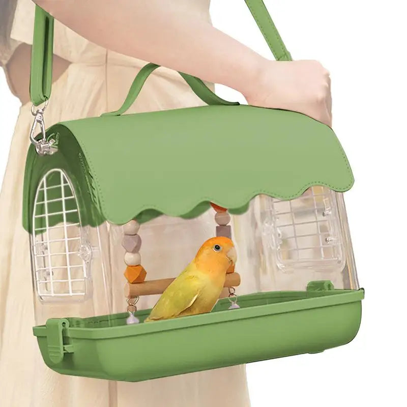 Bird Carrier Backpack Parrot Cockatiel Cage Parrot Cockatiel Cage With Food Tray Two Diaper Pads Dual Straps For Small Birds ShopOnlyDeal