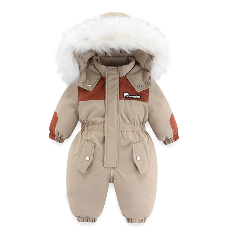 -30 Degree Winter Baby Ski Suit Waterproof Baby Jumpsuit Thicken Boys Overalls Warm Kids Clothes Children Clothing Set 1-5 Yrs ShopOnlyDeal