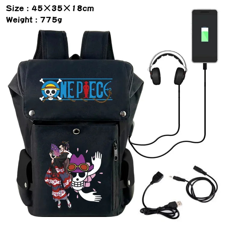 One Piece Peripheral Student Backpack | USB Charging Printing Casual Computer Bag Travel Bucket Bag Children's Gifts ShopOnlyDeal