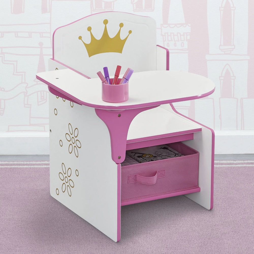 Children Princess Crown Task Chair Desk with Storage Bin, Greenguard Gold Certified ShopOnlyDeal