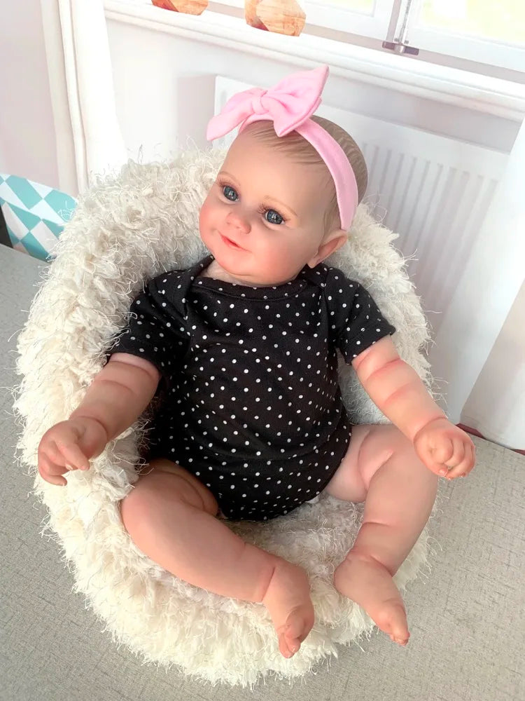 19Inch Already Finished Reborn Baby Doll Maddie Smile Girl Handmade 3D Skin Visible Veins Art Collection Doll Toy Figure Gift ShopOnlyDeal