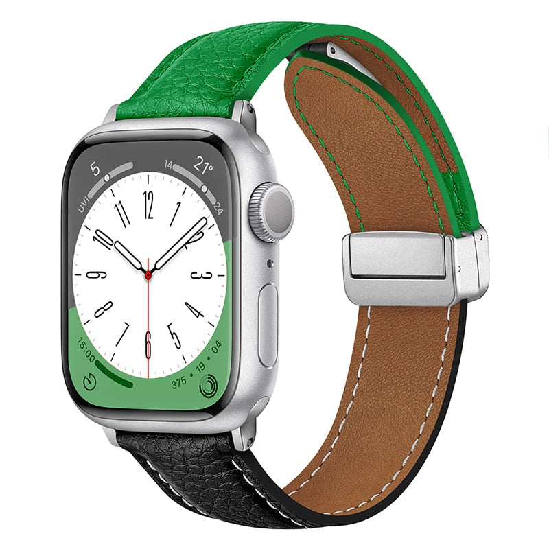 Leather Magnetic Buckle Strap for Apple Watch 8 45mm 41mm Ultra 49mm Geniune Leather Band for iWatch Series 7 6 5 38mm 41mm 40mm ShopOnlyDeal