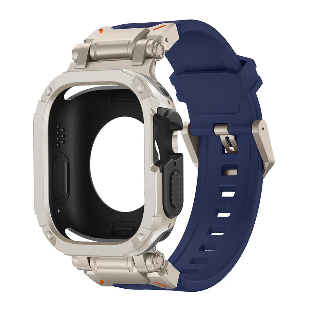 Silicone Strap+Case for Apple Watch Ultra 2 49mm 45mm 44mm Band Stainless Steel Connector PC Bumper Cover Iwatch 9 8 7 6 SE 5 4 ShopOnlyDeal