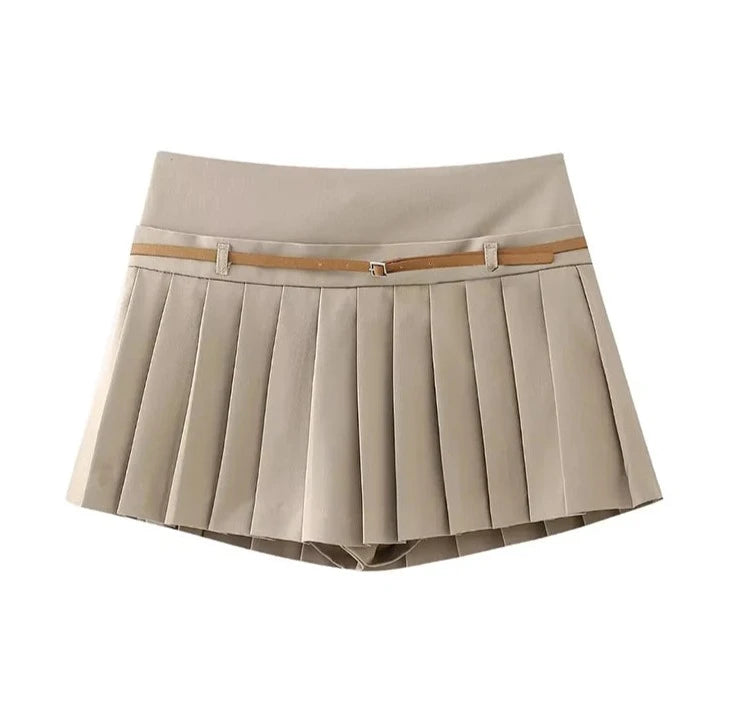 Pleated Shorts Skirts for Women | Side Zipper | Mid Waist | Female Skort | Fashion ShopOnlyDeal