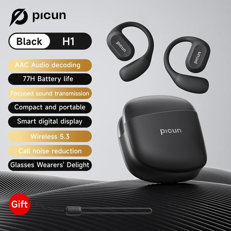 Picun H1 OWS Earphones Bluetooth 5.3 Wireless Air Conduction Earphone HD Calling Mic Surround Sound Ear Hook Sports Lightweight ShopOnlyDeal