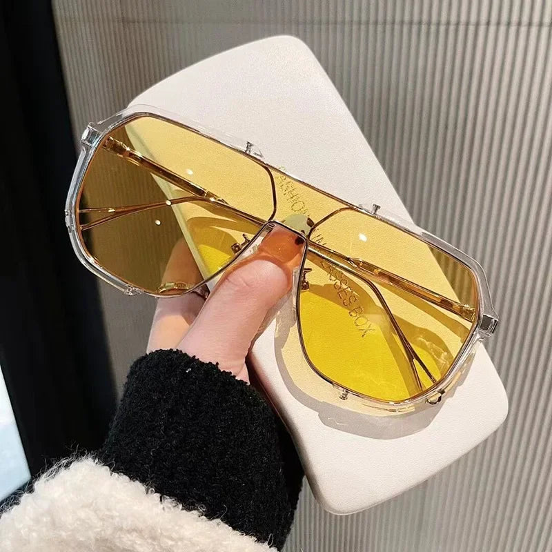 Oversized Sunglasses Women 2024 | New Unique One Piece Fashion Sunglasses for Men | UV400 Punk Glasses | Trending Female Eyewear ShopOnlyDeal