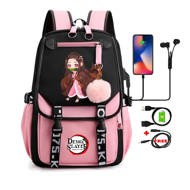 Anime Adults Large Capacity Backpack Bags Demon Slayer Nezuko Kawaii Cartoon School Bag forManga To Travel Daily Girls Bookbags ShopOnlyDeal