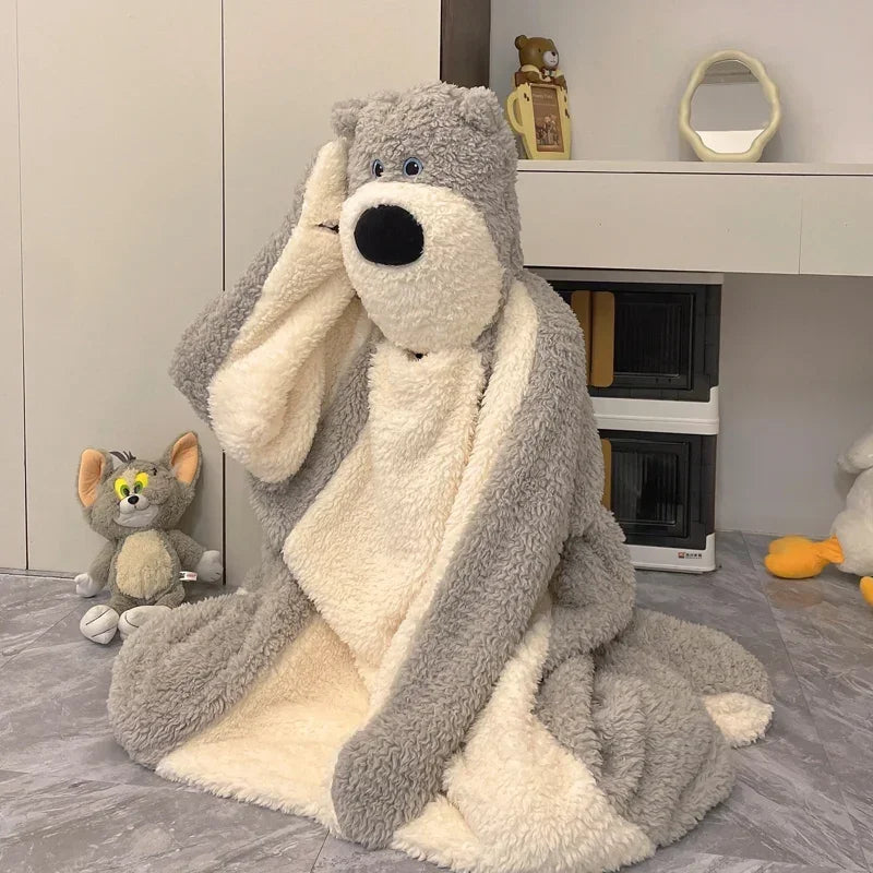 Funny Couple's Pajamas Winter Long Nightgown Robe Women Men Sleepwear Nightwear Cartoon Dog Long Plush Pyjama Soft Warm Homewear ShopOnlyDeal