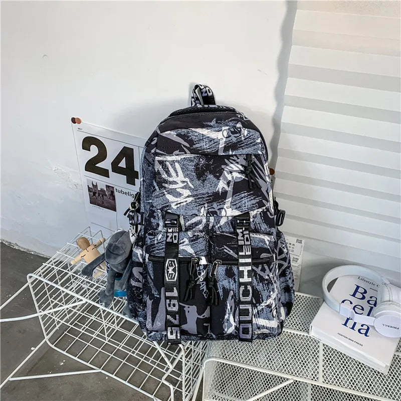 Men's Women's Casual Travel Large Capacity Graffiti Oxford Cloth Material Breathable Wear Resistant Water Repellent Backpack ShopOnlyDeal