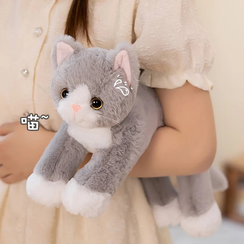 53CM Cute Simulated Cat Doll Plush Toy | Stuffed Soft Animal Plush White Gray Kitten Pillow | Kids Girls Birthday Gift | Pet Toys Decoration ShopOnlyDeal