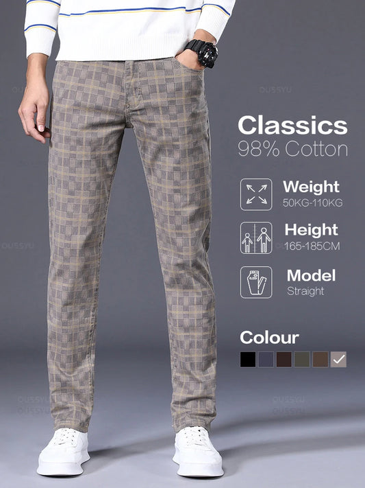 High Quality Brand Clothing Classics Plaid Casual Pants Men 98%Cotton Retro Business Banquet Check Trousers Male Plus Size 40 42 ShopOnlyDeal
