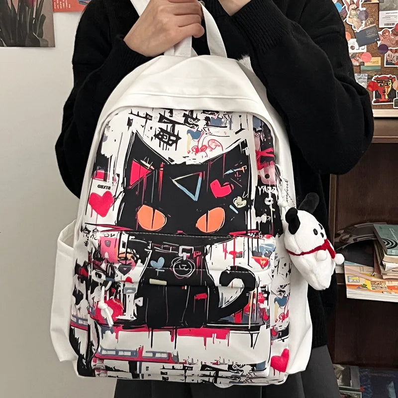 Graffiti Cartoon School Backpack | Designer Laptop Backpack | Travel Bagpack Mochila | Harajuku Style Bag for College Girls ShopOnlyDeal