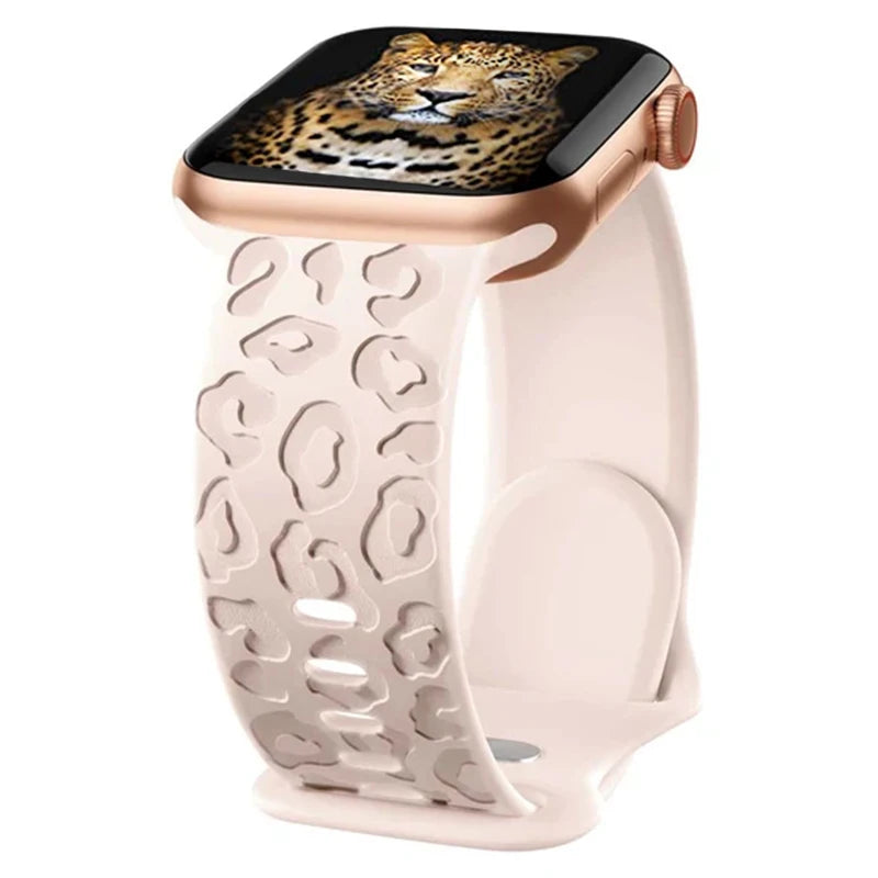 Leopard Engraved Strap for Apple Watch Band | Silicone Band for iWatch Series 7 SE 3 6 8 Ultra | 44mm, 40mm, 45mm, 49mm, 41mm, 38mm, 42mm Bracelet ShopOnlyDeal