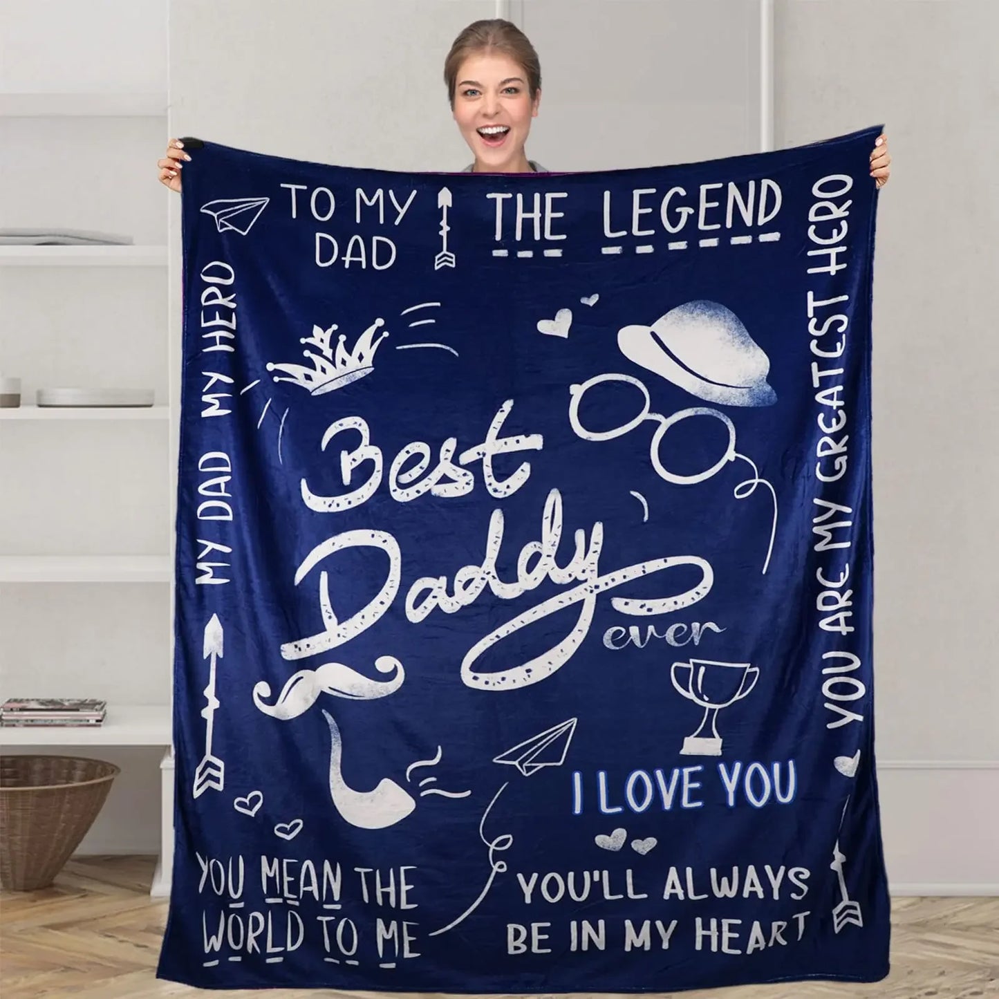 Dad Blanket | The Best Dad Throw Blanket | Soft and Warm Gift for Father, Daddy, Papa, Pappy, Grandpa | Perfect for Father’s Day, Birthday, Christmas ShopOnlyDeal