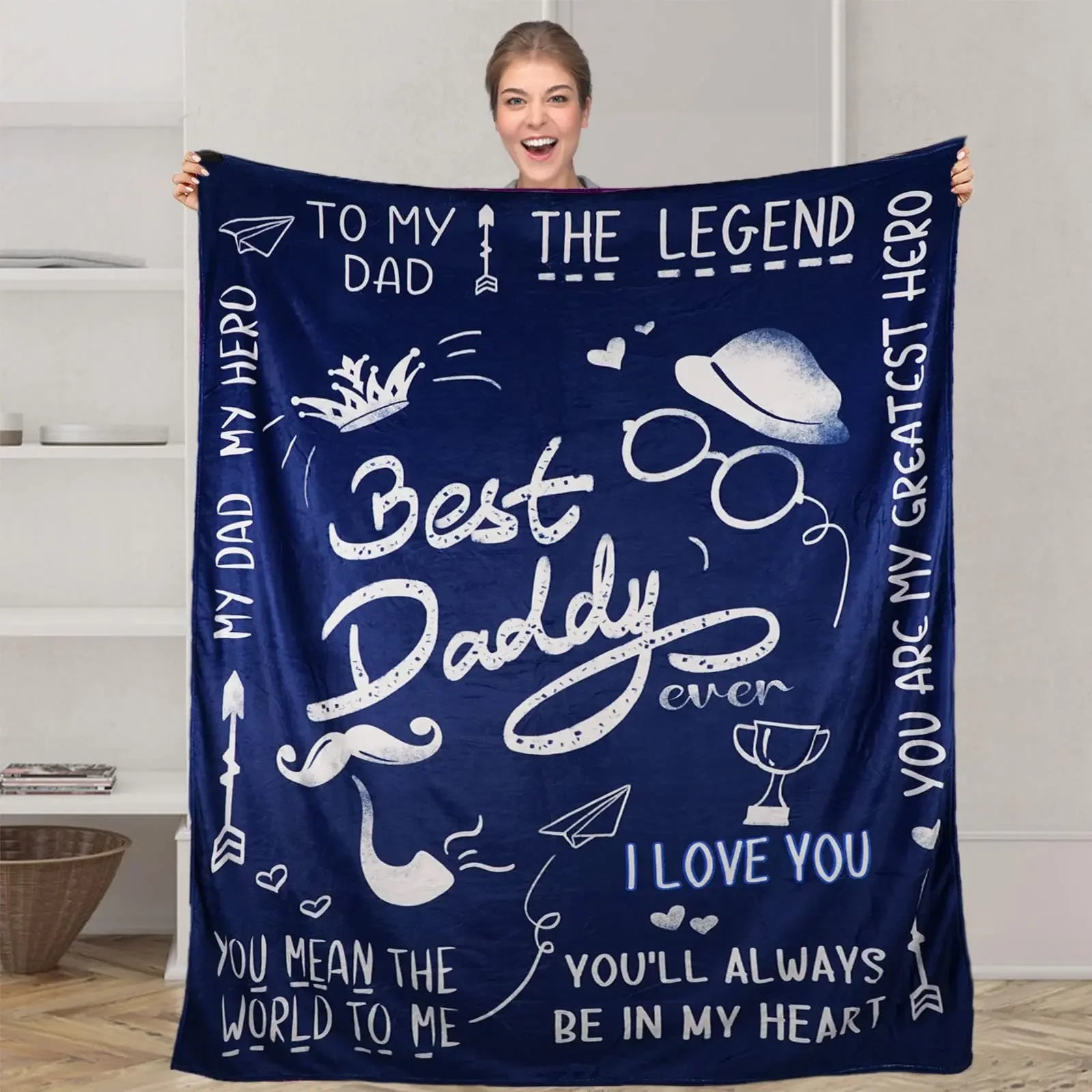 Dad Blanket | The Best Dad Throw Blanket | Soft and Warm Gift for Father, Daddy, Papa, Pappy, Grandpa | Perfect for Father’s Day, Birthday, Christmas ShopOnlyDeal