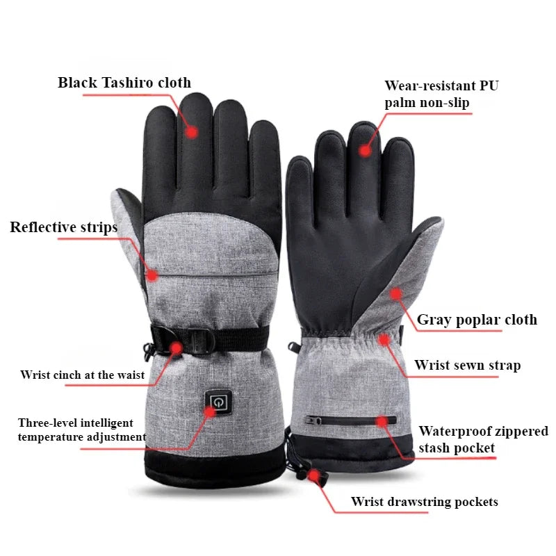 Electrically heated gloves Outdoor waterproof ski heating gloves for men and women winter riding gloves for winter protection ShopOnlyDeal