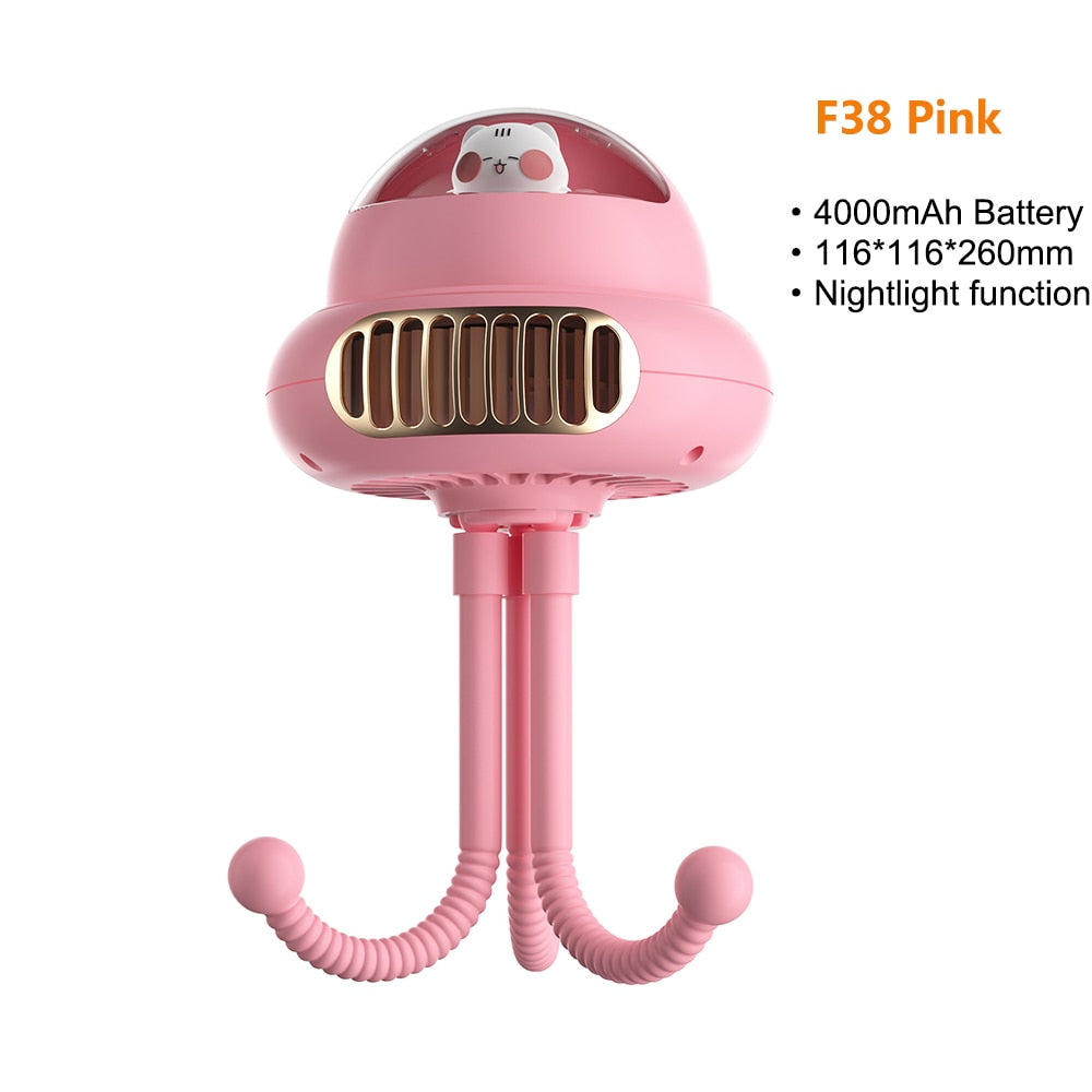 Lovely Cartoon Portable Safe Stroller Fan USB Charging Air Cooling Electric Fan Home Multipurpose Handheld Desktop Bladeless Fan ShopOnlyDeal