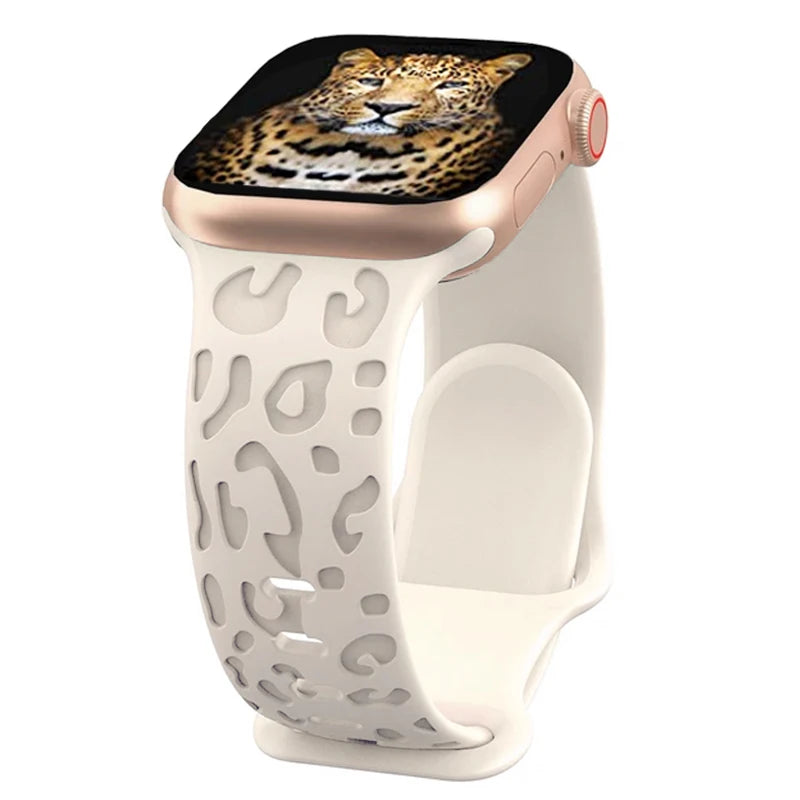 Leopard Engraved Strap for Apple Watch Band | Silicone Band for iWatch Series 7 SE 3 6 8 Ultra | 44mm, 40mm, 45mm, 49mm, 41mm, 38mm, 42mm Bracelet ShopOnlyDeal