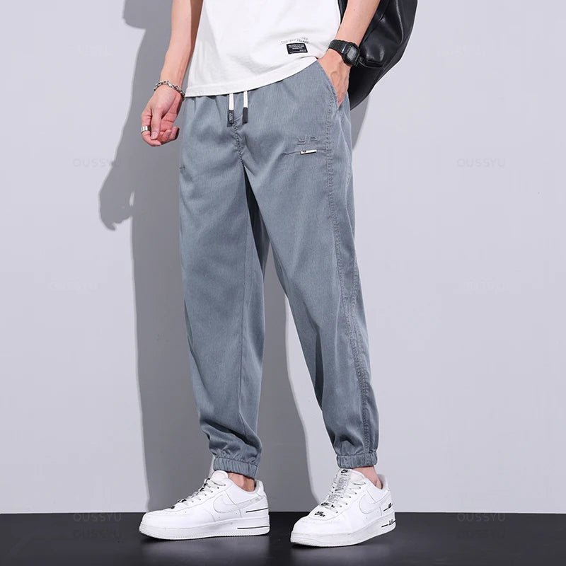 Brand High Quality Lyocell Fabric Men's Cargo Casual Pants Summer Thin Jogger Sweatpants Harem Trousers Male Plus Size 5X ShopOnlyDeal