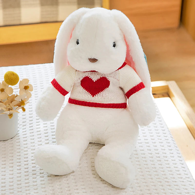 Cute Big Ear Bunny Plush Doll | Cartoon Stuffed Animals Rabbit with Sweater | Soft Baby Accompany Sleeping Pillow | Girl Birthday Gift ShopOnlyDeal