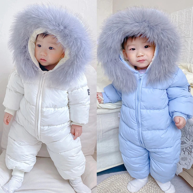 -30 Winter Snowsuit Baby plus velvet Down Jacket Infant Clothes little Girls clothing Boy Climbing Kids Jumpsuit toddler romper ShopOnlyDeal