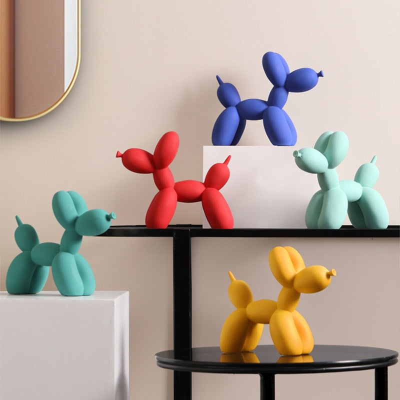 Nordic Creative Cute Resin Balloon Dog Statue Home Decor Animal Figurine Ornaments Living Room Bedroom TV Cabinet Decoration ShopOnlyDeal