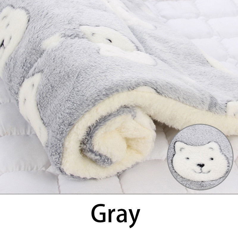 Pet Sleeping Mat Dog Bed Cat Bed Soft Hair Thickened Blanket Pad Fleece Home Washable Warm Bear Pattern Blanket Pet Supplies ShopOnlyDeal