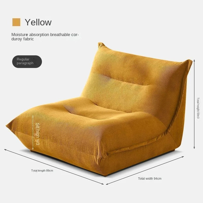 X&D Corduroy Material High Resilience Lazy Sofa Lie Sleep Small Room Balcony Leisure Lounge Chair Bedroom Single Relaxation Sofa ShopOnlyDeal