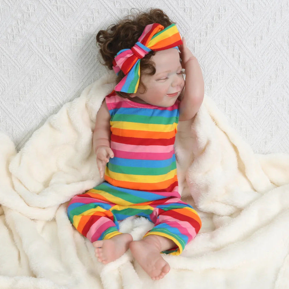 20 Inch Body Life Like Reborn Dolls Sweet Smile Girl Realistic Full Soft Vinyl Body Real Life Cute Curly Hair ShopOnlyDeal